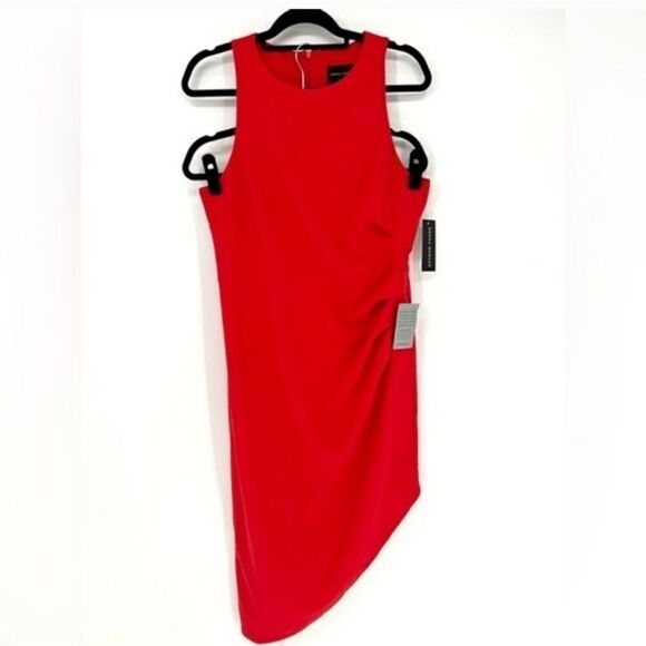 NWT Donna Morgan hot red asymmetrical dress - Picture 4 of 13